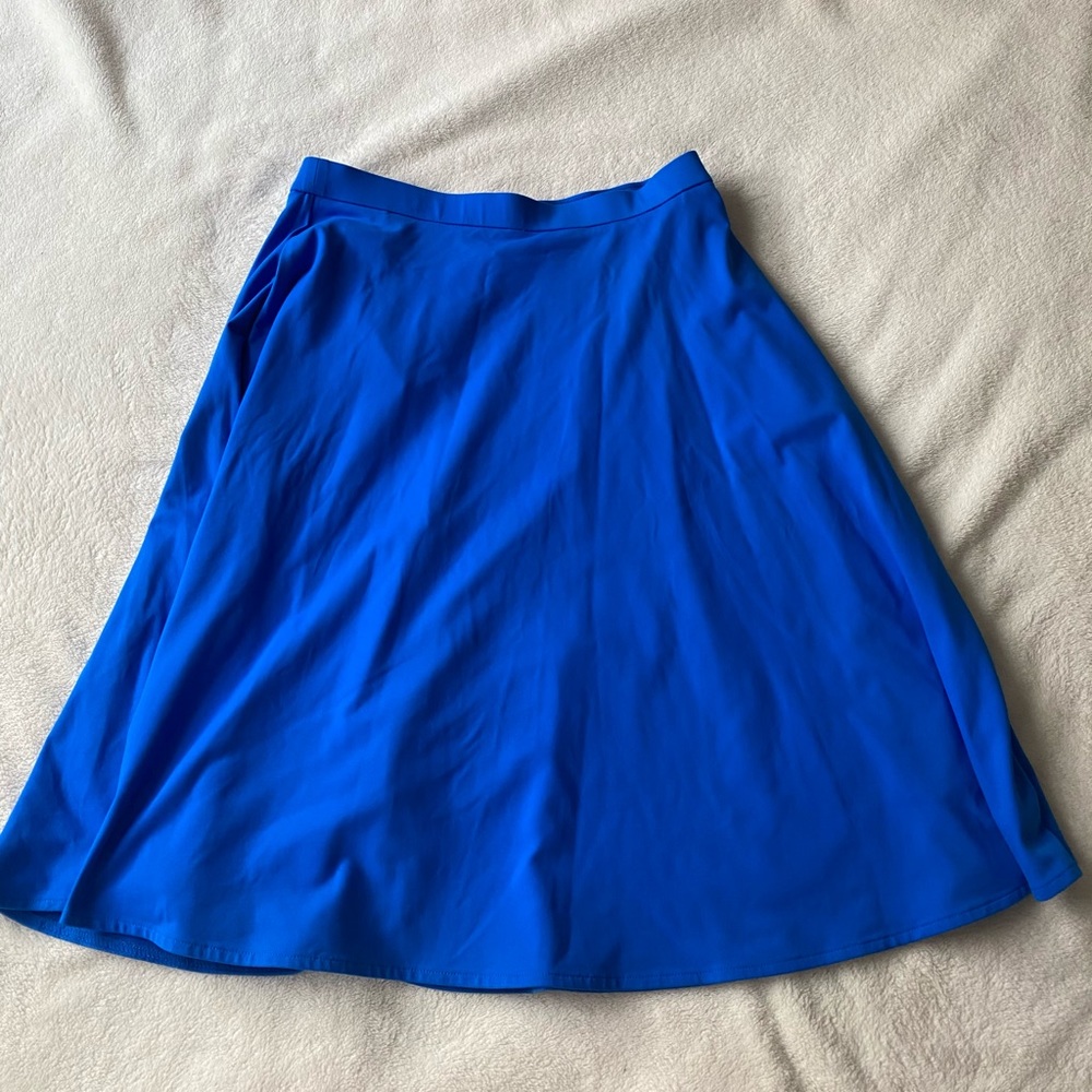 Blue Midi Skirt with Pockets